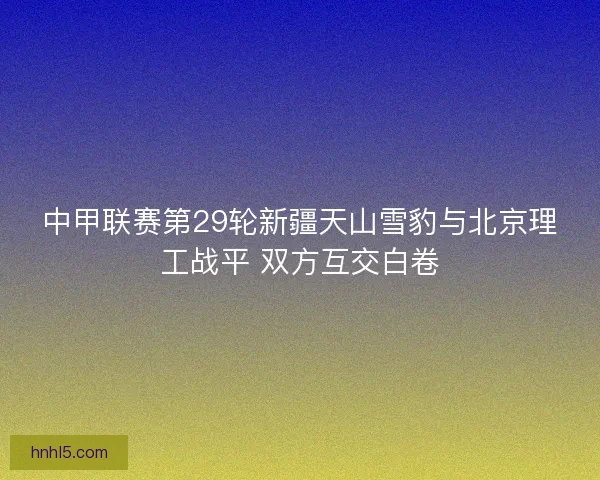 中甲联赛第29轮新疆天山雪豹与北京理工战平 双方互交白卷